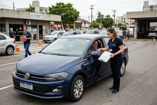 Despachante orientando cliente no licenciamento do veículo.